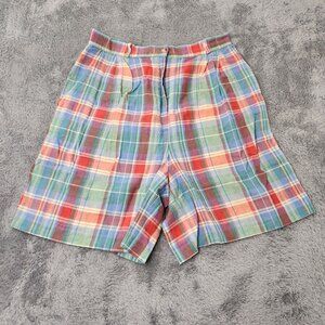 Talbots Shorts Womens Size 14 Multicolor Linen-Cotton Blend Plaid Lightweight